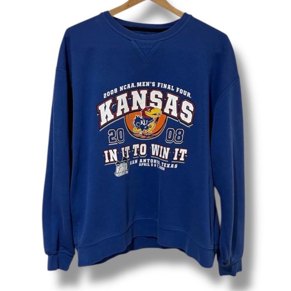 2008 KU Final Four Basketball Sweatshirt Size XL Big Cotton Gear for Sports NCAA